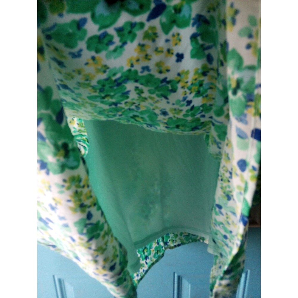 Gina Floral A Line Dress Green Long Sleeve Medium Pullover Long Sleeve - Picture 7 of 9